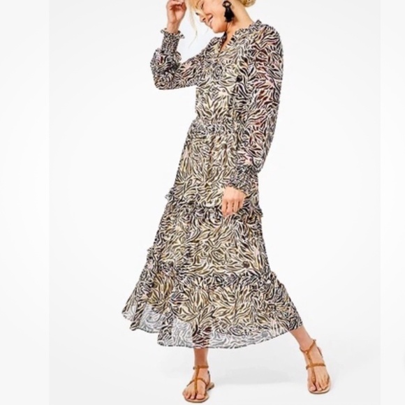 Lilly Pulitzer Ardith Midi Dress Onyx Can You Zee Me Animal Print 2 Feminine - Picture 1 of 16
